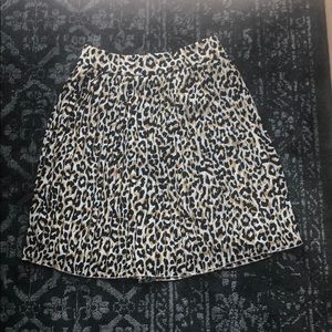 J crew pleated leopard print skirt